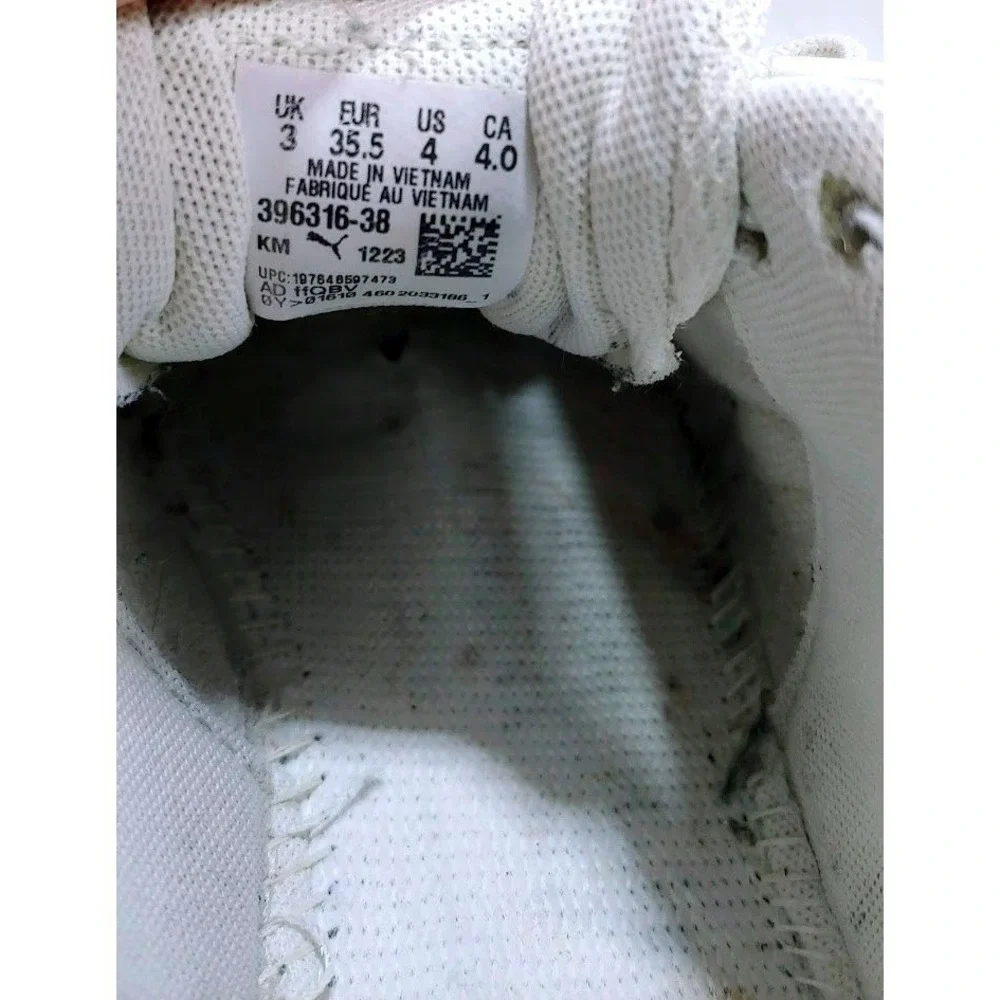 Puma Carter Jr Sneakers Youth 4 White Pink‎  Lace Up Shoes 396316-38 Streetwear